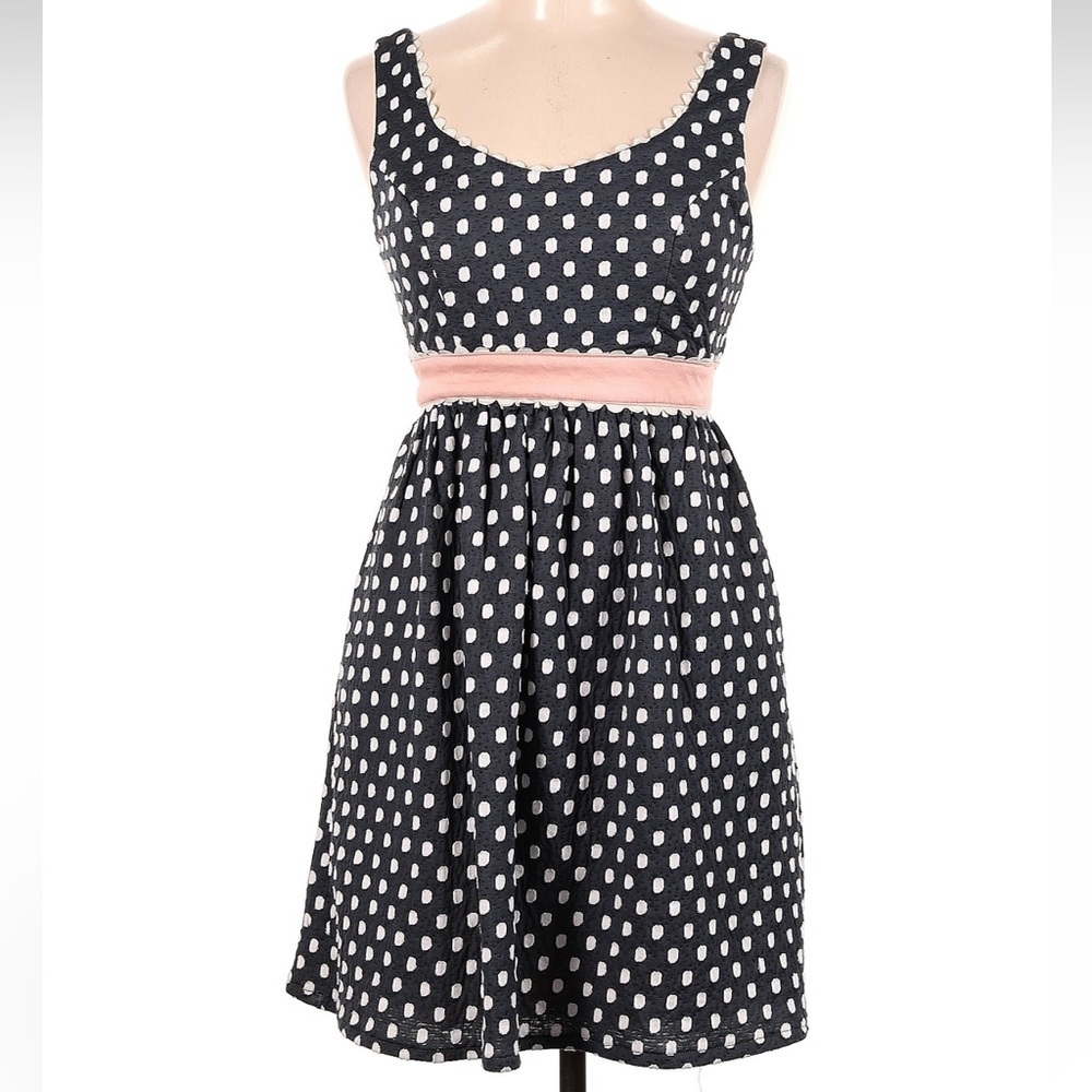 Judith March Pinup Vibes Polka Dot Rockabilly Dress Grey Black Pink Size Medium